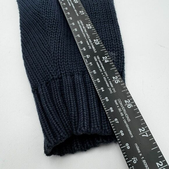 ST JOHN'S BAY Men's Large Navy Blue White Snowflake Knit Sweater 1/4 Zip Vintage - Picture 7 of 7